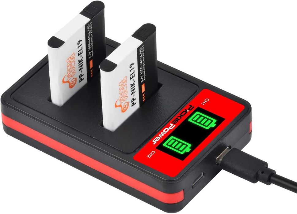 Комплект зарядно устройство + две батерии PP-NIK-EL19 за Nikon