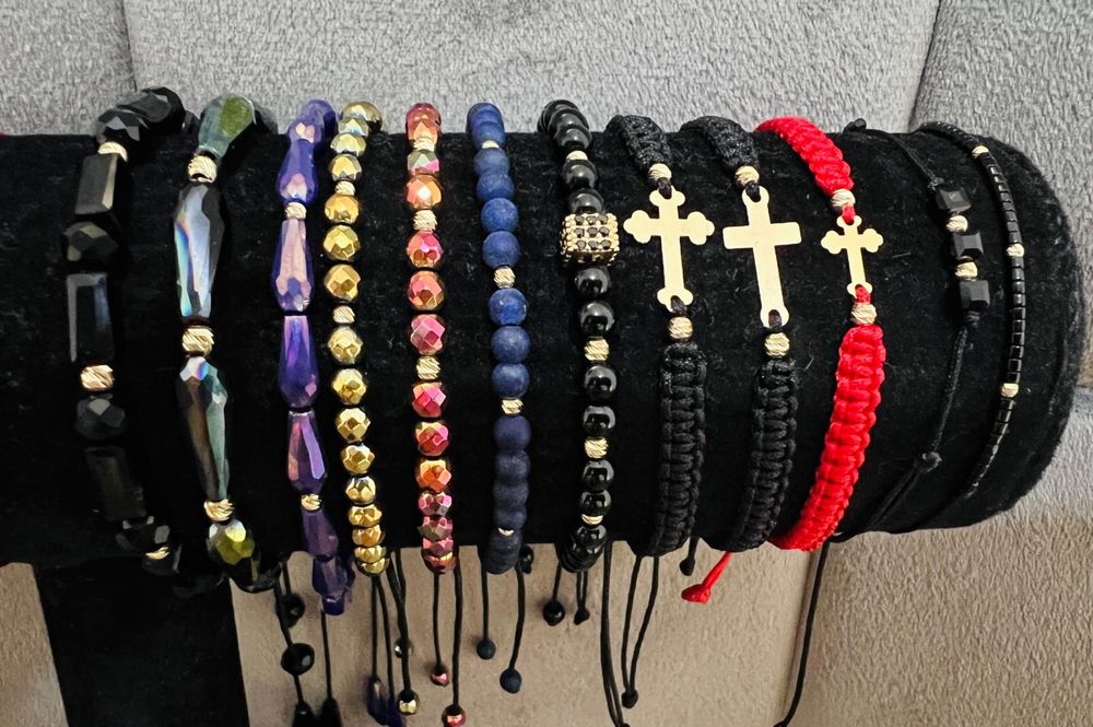 Bratari cu snur si bilute/pandantive aur 14k