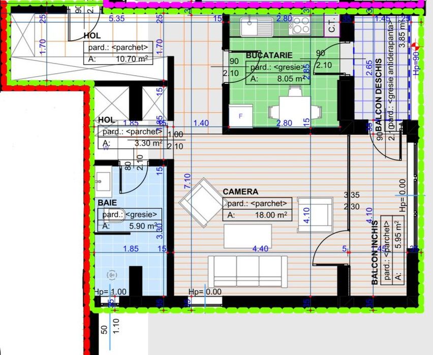Garsoniera decomandata, 55mp, cartier 1 Mai, zona Parc Nicolae Romanes