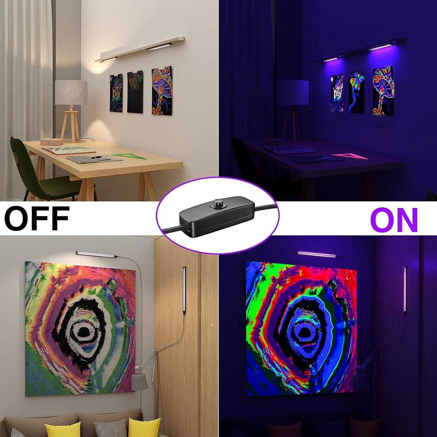 НОВA! UV LED лампа 10W, черна светлина, декорации, 2 бр/к-кт