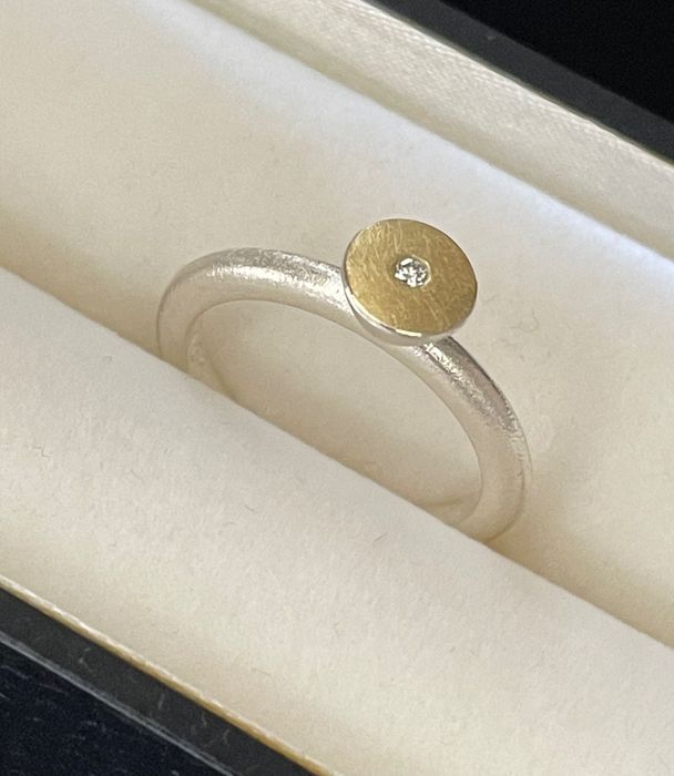 сребърен пръстен 925 GF със диамант
