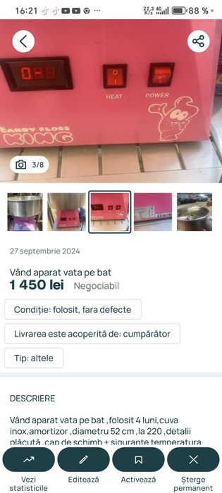 Vând aparat vata de zahar