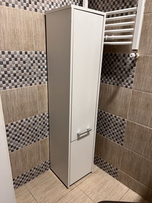 Dulap mic de baie alb mat – 30x30x140 cm, suspendat sau de podea