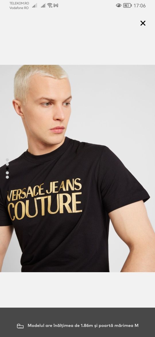 Vând Tricou Versace Jeans Couture, Model nou Top Premium, Bumbac 100%