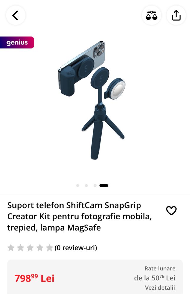Suport telefon ShiftCam SnapGrip Creator Kit pentru fotografie mobila