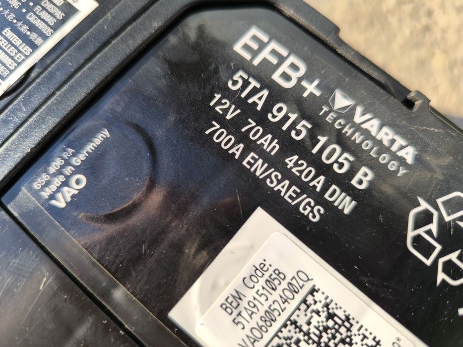 Varta 70 Ah Start Stop EFB + Made in Germany