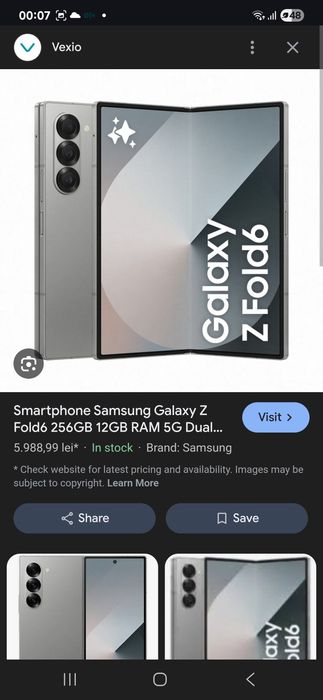 Se oferă spre vânzare galaxy fold 6 fara risc de blocare ,