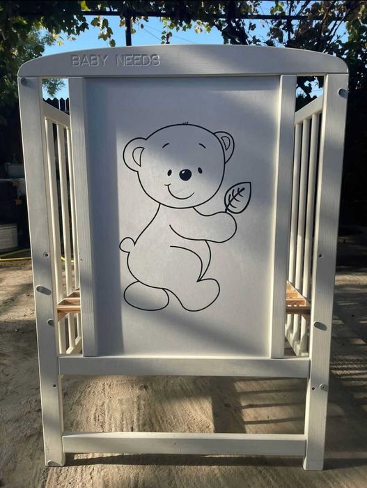 Pătuț copii , pătuț din lemn ,esență tare .Bonus saltea și husa !