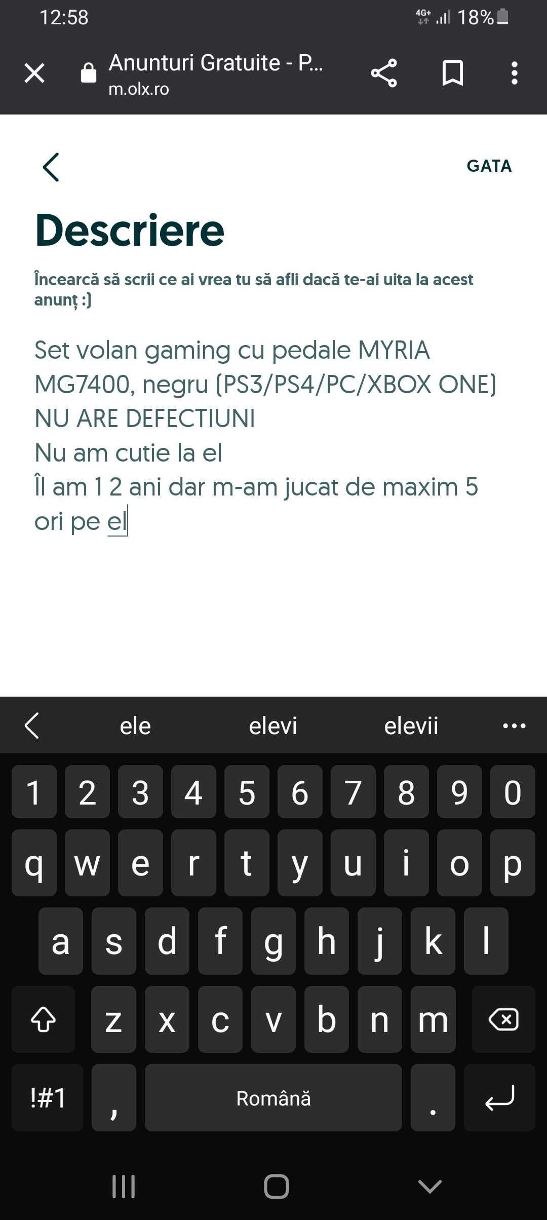 Volan gaming myria mg7400