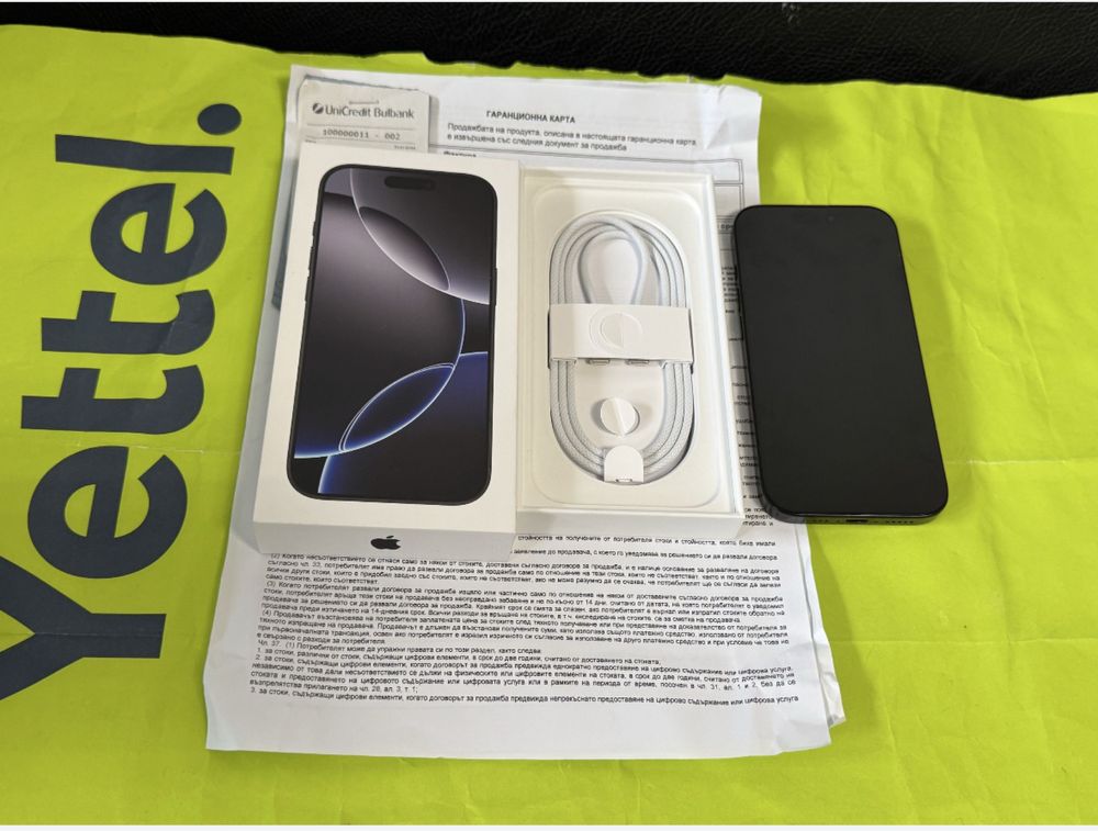 256GB iPhone 16 Pro Yettel Гаранция 2027 г. Black TITANIUM