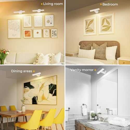 Нов комплект 2 броя LED стенни лампи с дистанционно батерия за картини
