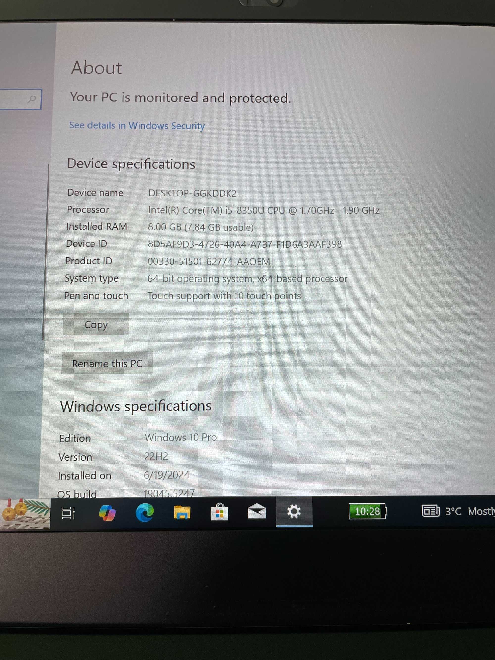 Lenovo ThinkPad T480 - 14'' Touchscreen, i5-8350u, 8GB RAM, 256GB NVMe