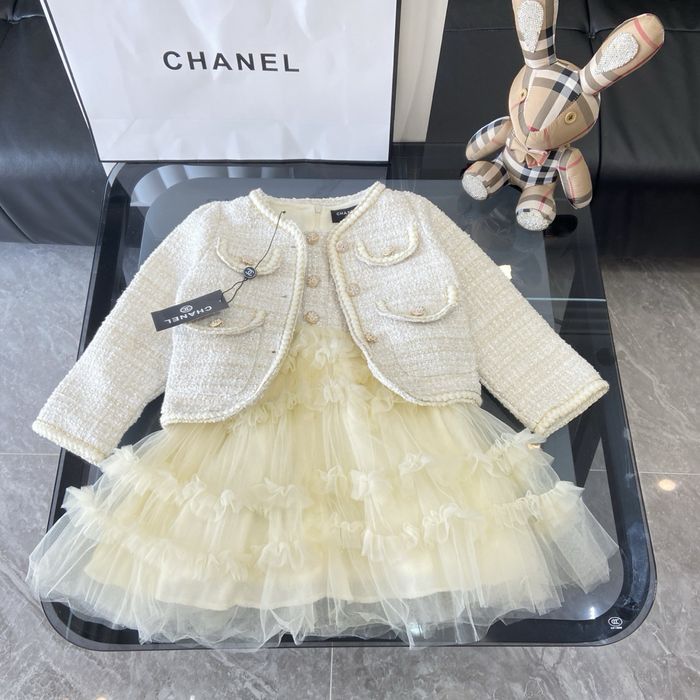 Set de fetiță: rochiță din tulle fin și sacou scurt din tweed ivory