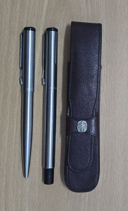 Set stilou/pix cu etui piele vintage