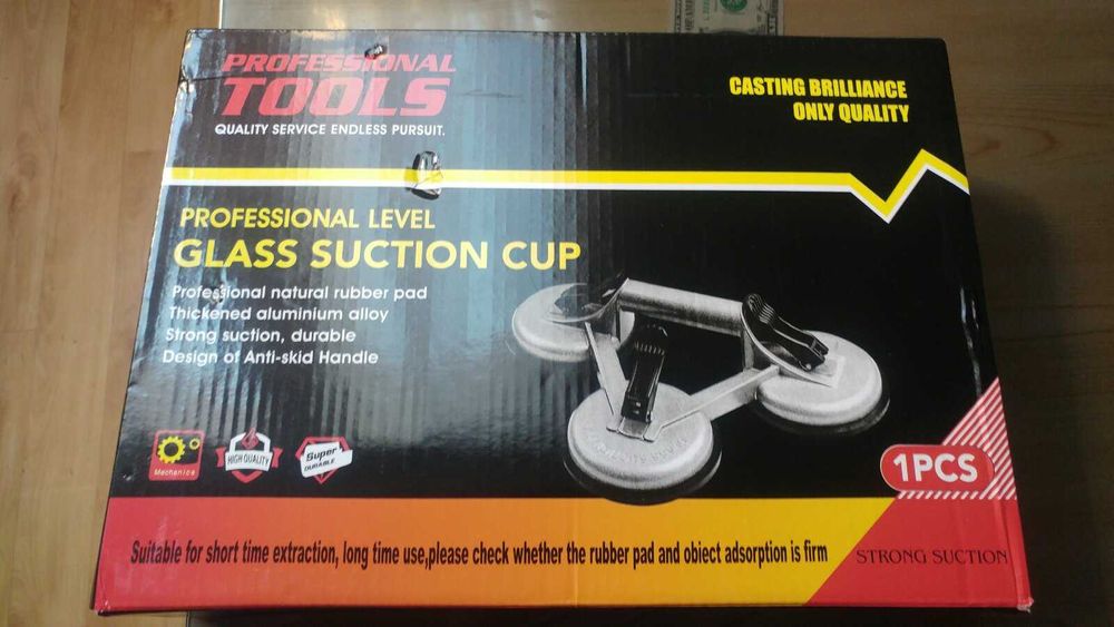 Професионална вакуумна вендуза за стъкло – 3 подложки