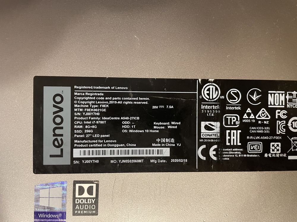 dezmembrez Lenovo ALL in one IdeaCentre A540-27ICB