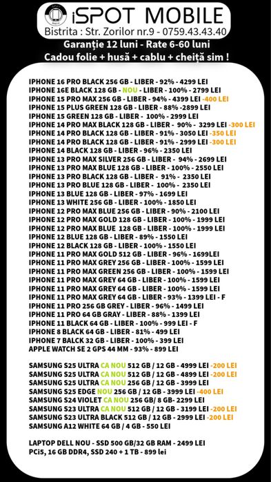 ‼️Telefoane in rate - Buy-Back - Garantie 12 luni + cadou‼️