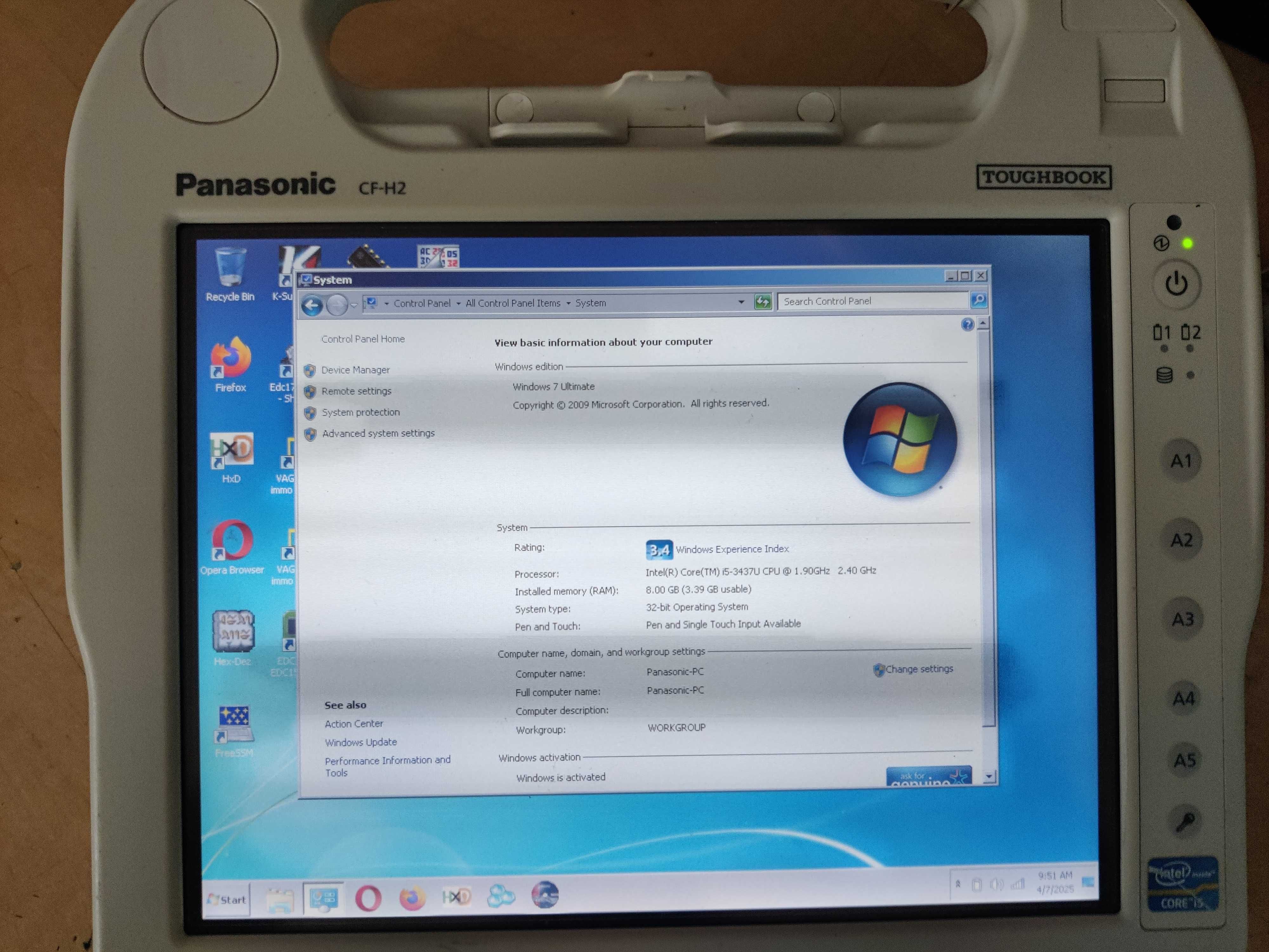 Panasonic CF-H2 toughbook tableta windows