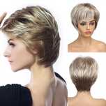 Peruca T15 Blonda scurta bob breton suvite blond deschis par scurt gri