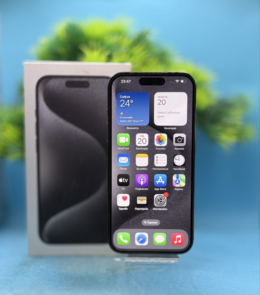 ПЕРФЕКТЕН!!! Apple iPhone 15 Pro, 128GB, 5G, Black Titanium