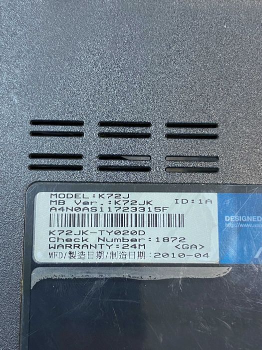 Лаптоп ASUS K72J-TY020D на части
