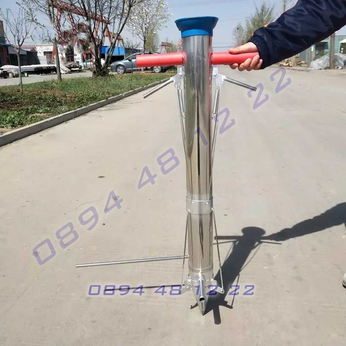 Ръчна сеячка семена сеялка луковици дръжка неръждаема стомана