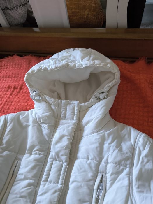 Geaca groasa de iarna, alba cu gluga, 36/S, Fishbone