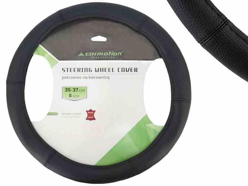 калъф за волан, s 35-37 см, естествена кожа, черен carmotion 58215