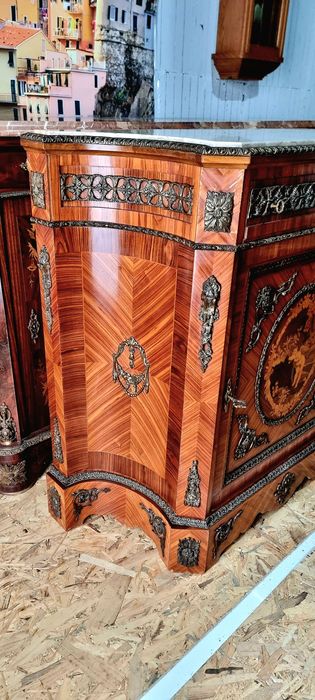 Comoda Servanta Bronz Intarsie Marmura Lemn Masiv