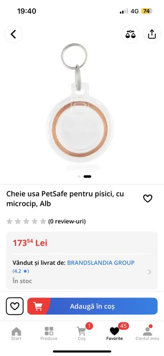 Cheie usa PetSafe pentru pisici cu microcip
