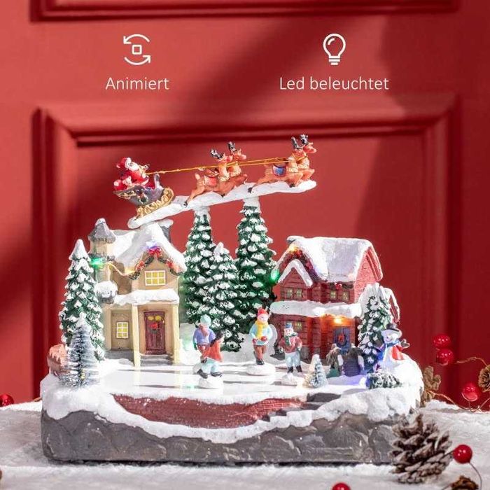 Коледна украса HOMCOM, Коледно селце, 13 цветни светодиода