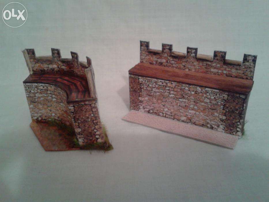 Macheta portiuni zid castru roman piatra, 1:86, diorama