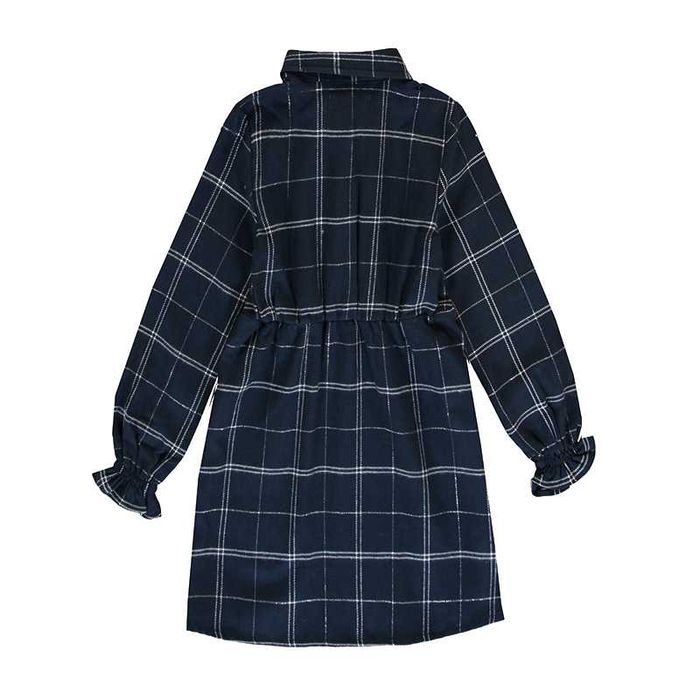 Rochie fete cu maneca lunga, bleumarin, ptr. 4,5,6,7,9 si 10 ani