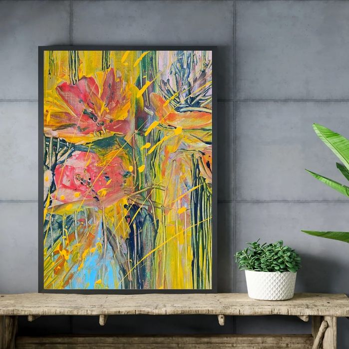 Tablou abstract "Toamna", 50×70 cm, Acrilic, panza
