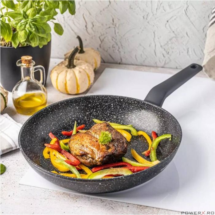 Tigaie din aluminiu turnat, marmorata, neagra, 28cm, Klausberg