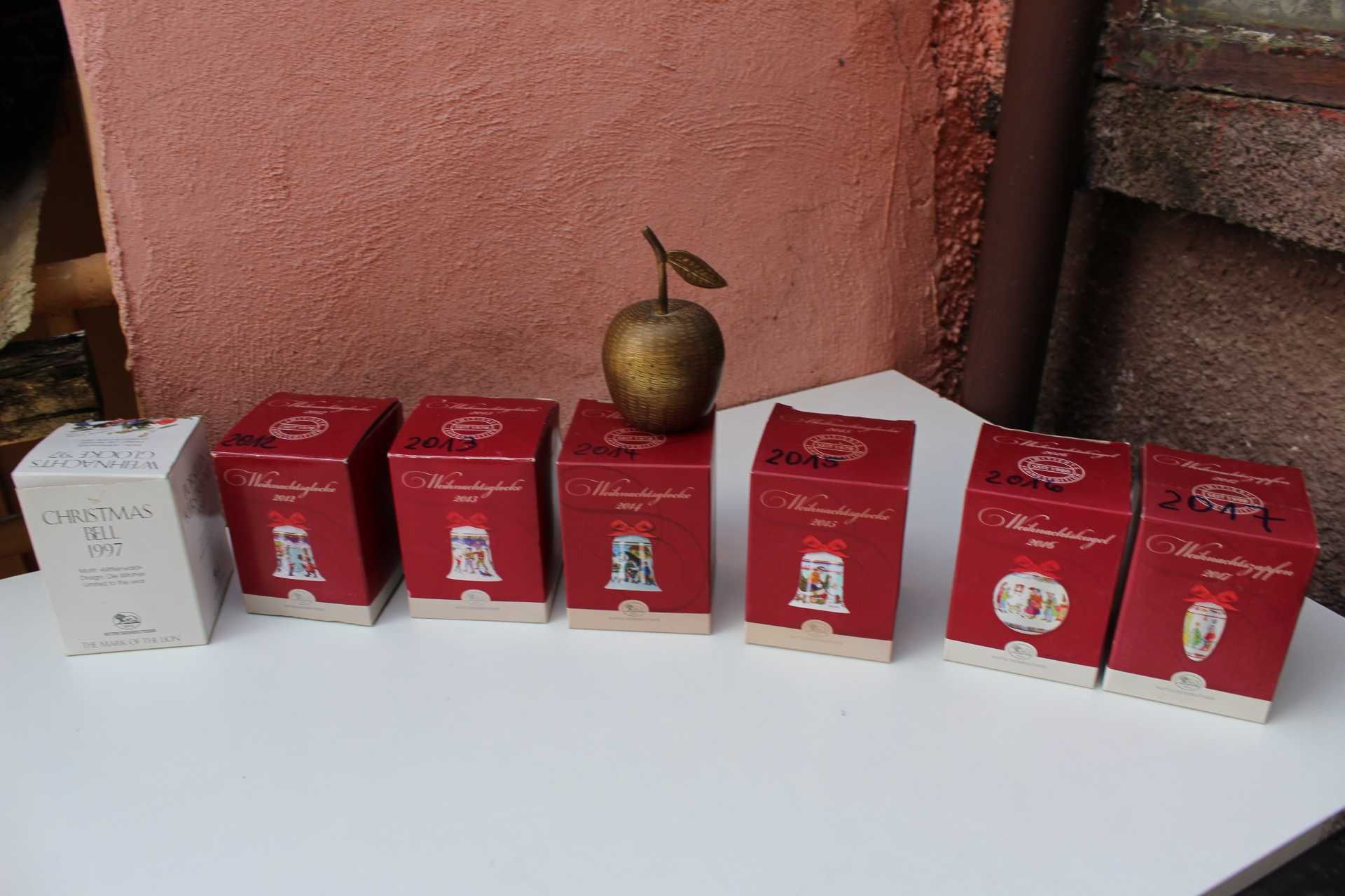 Set 7 clopotei si globuri portelan colectie HUTSCHENREUTHER 1997-2017