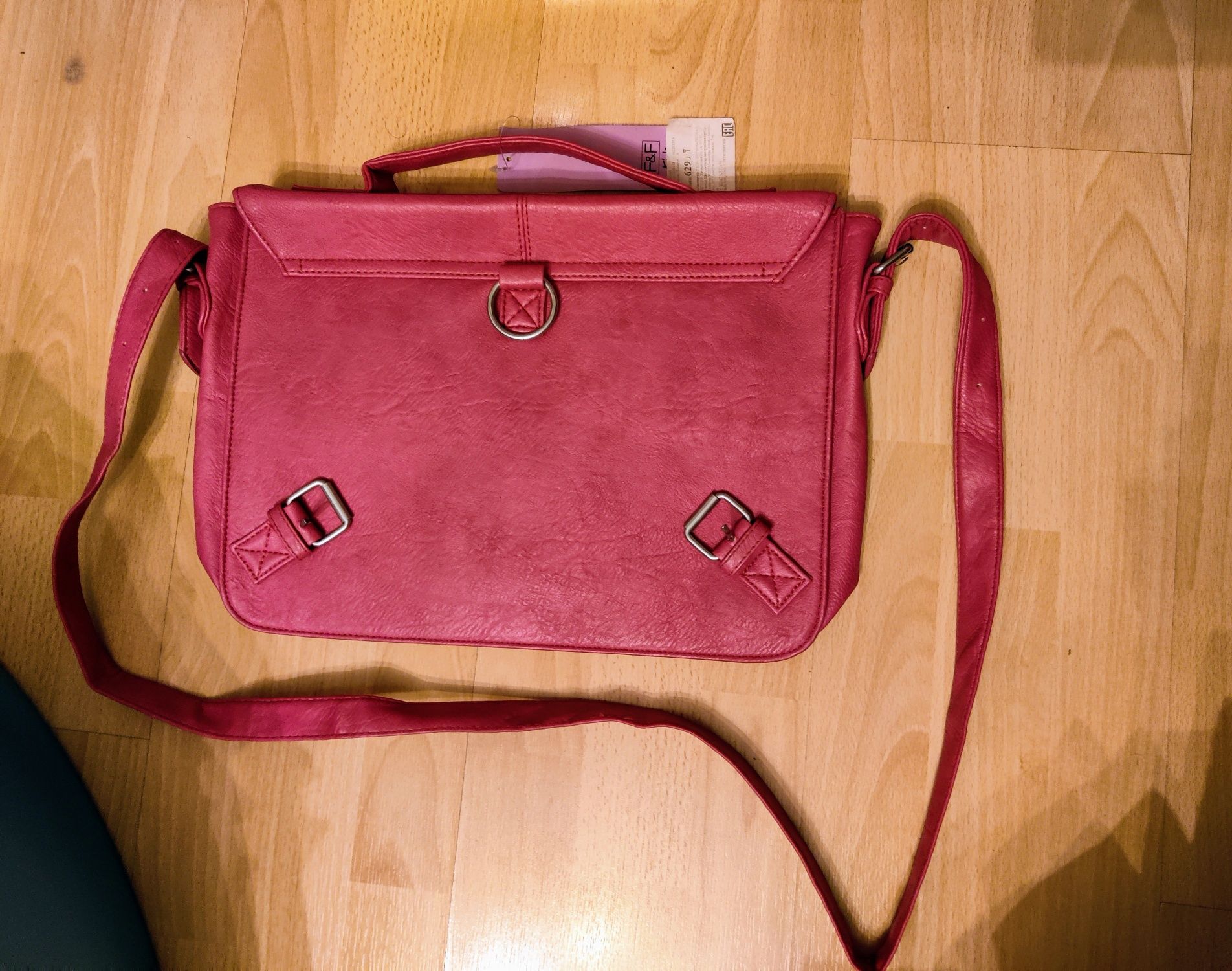 Новый ярко-розовый школьный портфель кожзам для девочек