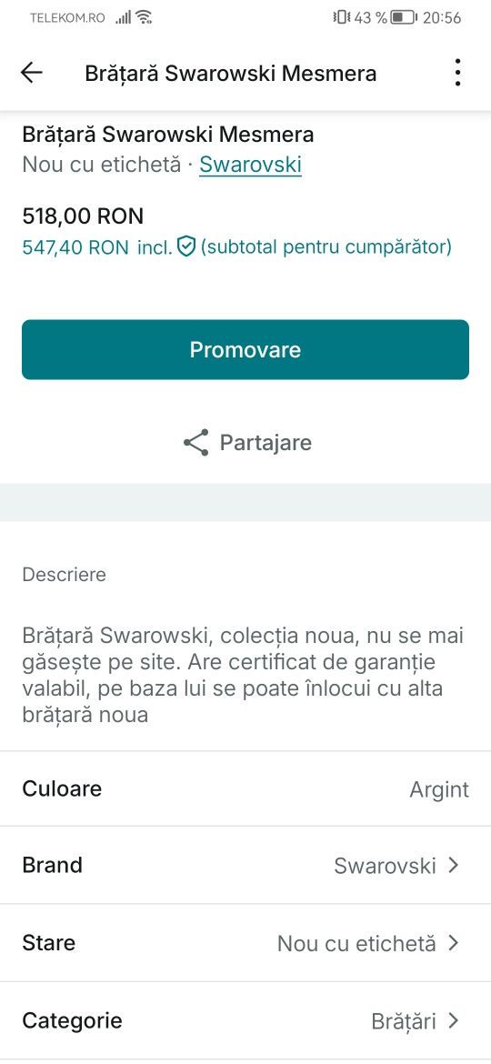 Brățară Swarowski Mesmera