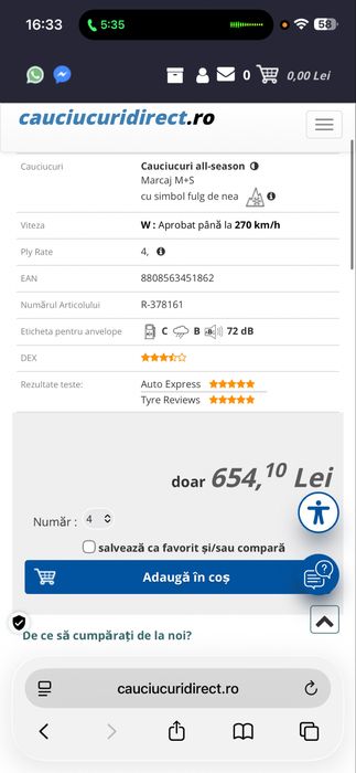 225/50/17r anvelope m+s Hankook