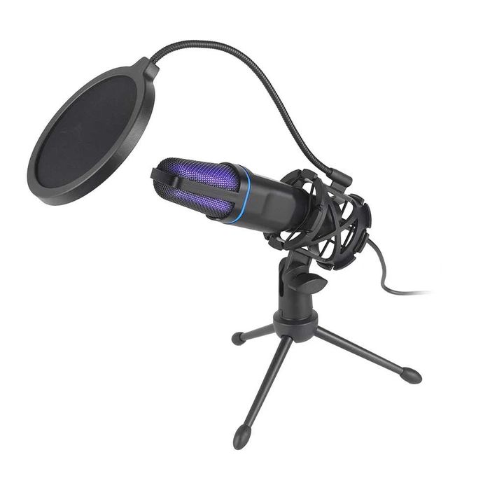 Microfon RGB Condensator pentru Podcast Studio - Transport Gratuit