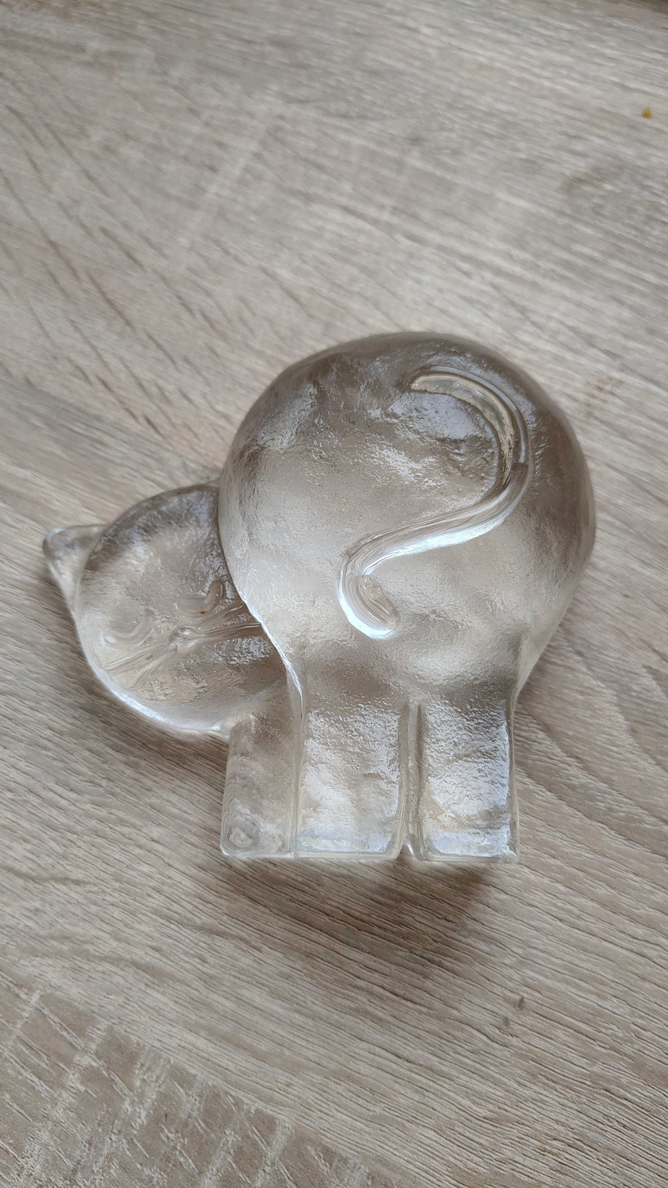 Presspapir din sticla grea Pisica transparent