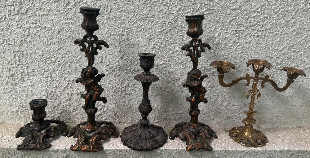 Старинные предметы Вазы Подсвечники Латунь