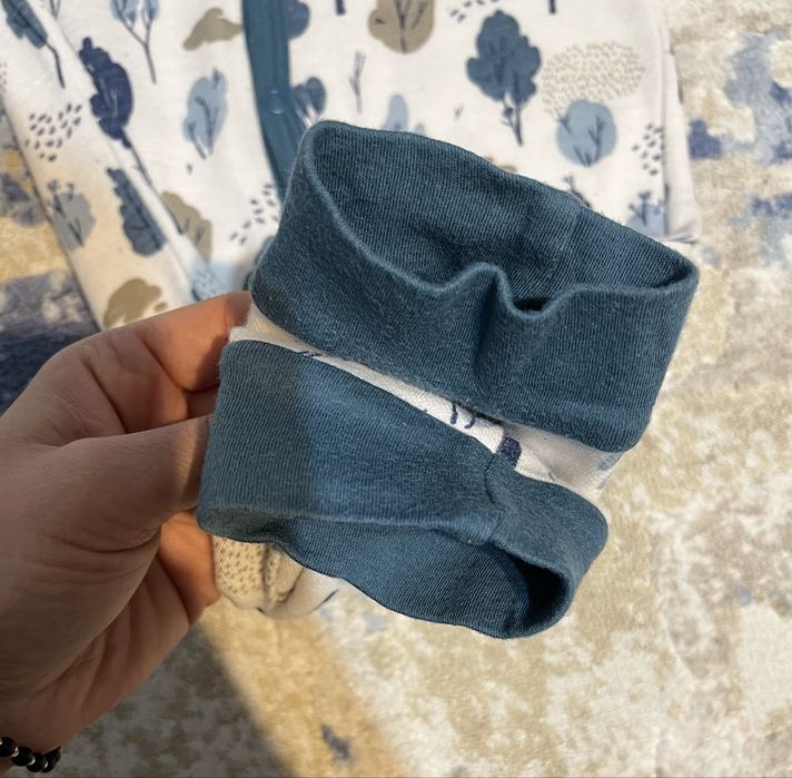 Overall Joha lână si bambus, 90 cm + 3 maiouri body cadou, H&M, 92