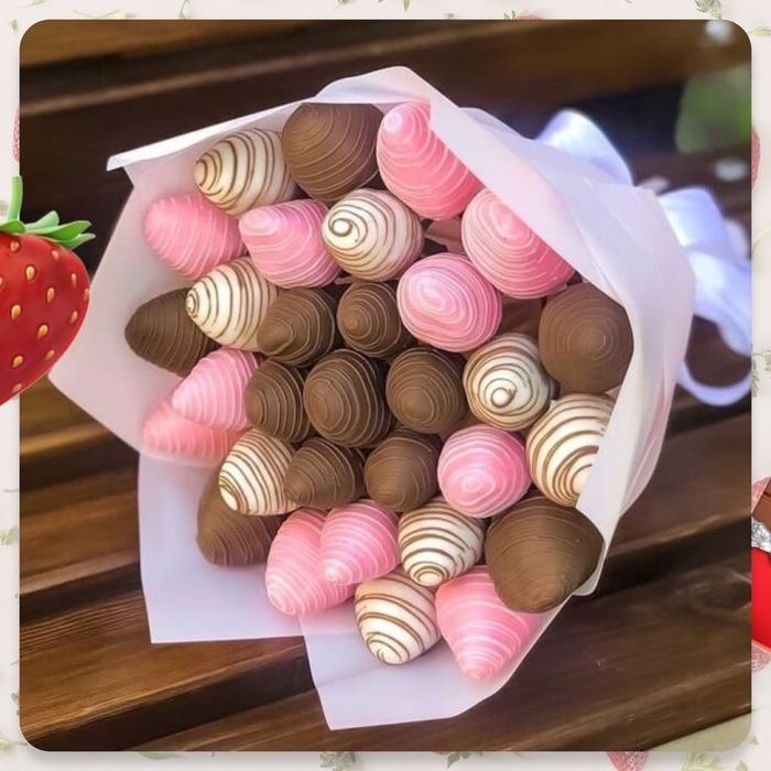 Клубника в шоколаде, букет из сухофруктов