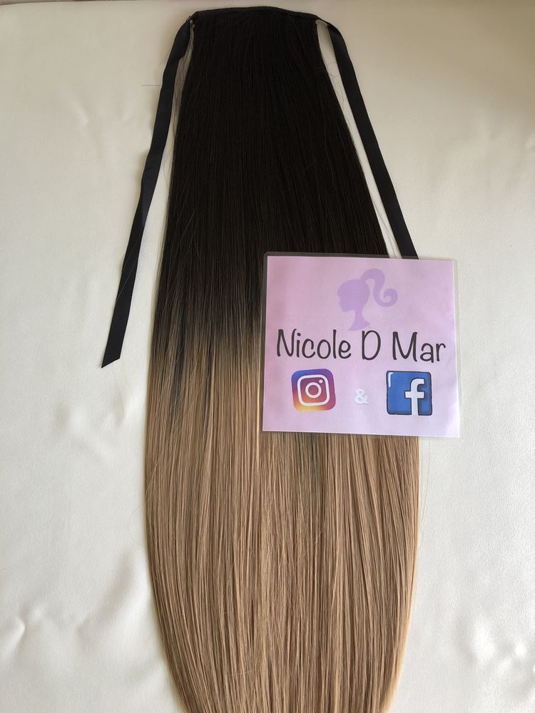 Coada de par/extensii ombre negru cu blond inchis Nicole D Mar