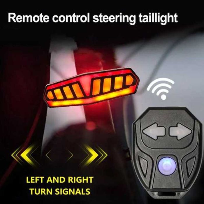 Задна LED светлина с МИГАЧИ, Безжично управление, Звуков сигнал, USB