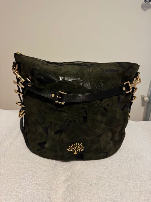 Geanta de umar Mulberry, verde inchis, piele naturala