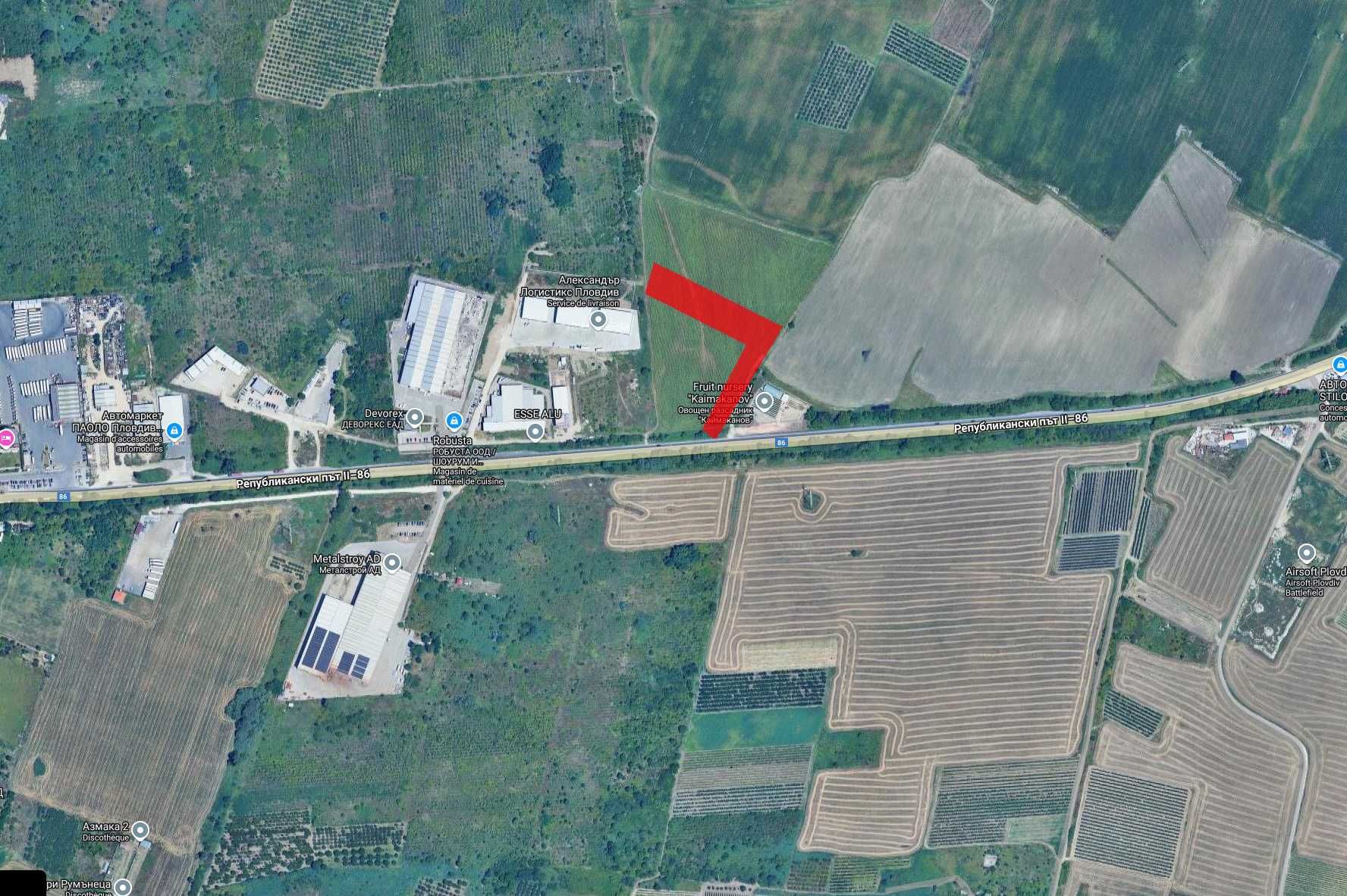 Парцел 13 дка на околовръстно Пловдив, до кръгово Кукленско шосе