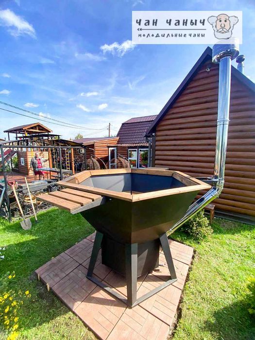 Банный чан из стали с "водяным контуром" + весло и термометр