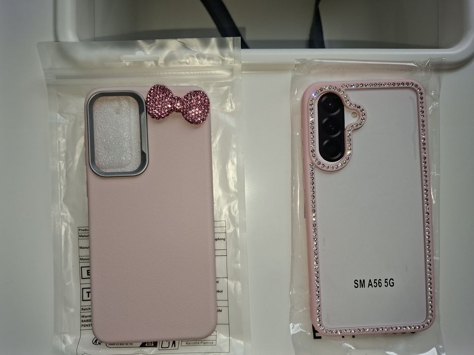 Розови кейсове с камъни за Samsung Galaxy A56 5G.